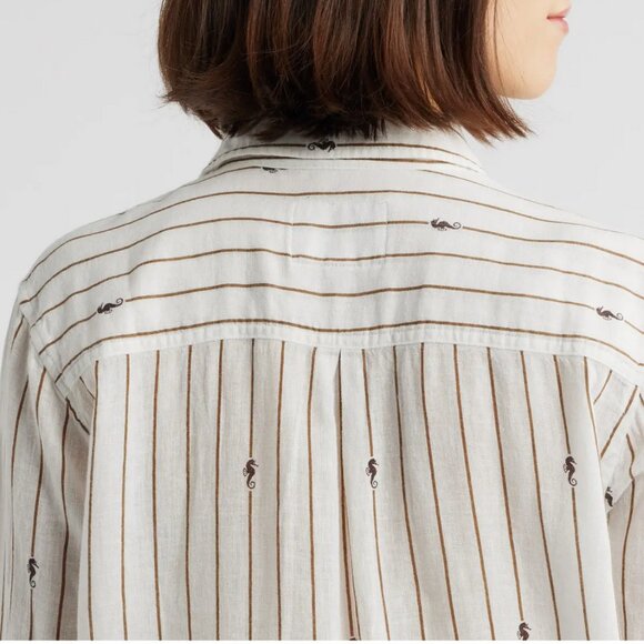 NWT RAILS Charli Linen Blend Button-Up Shirt XL, STRIPED SEAHORSES, $178 - Picture 5 of 5
